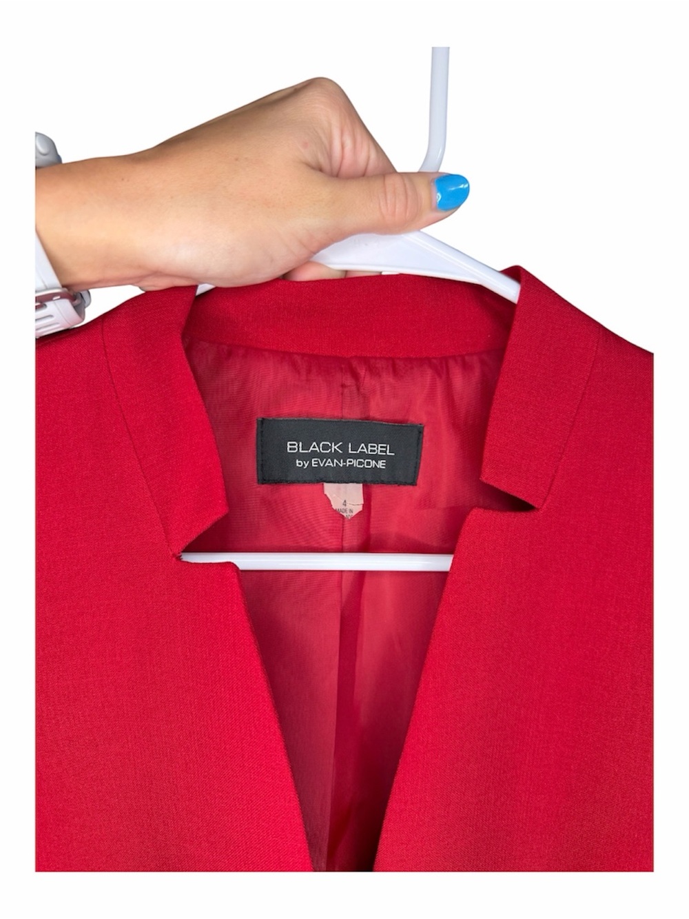 Evan Picone Red Open-Front Blazer with Gold Zip Pockets - Picture 3 of 9